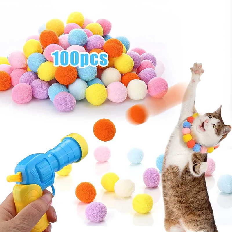 Cat Toys Interactive Launch Training Toy For Pet Kitten Creative Mini Shooting Gun Games Stretch Plush Ball Toys Pet Supplies 1