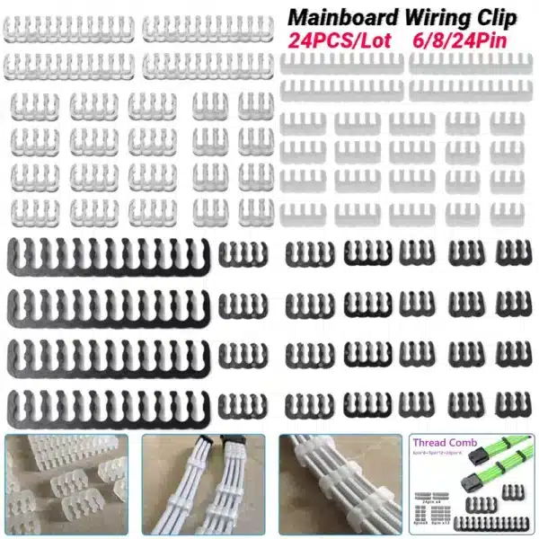 24PCS/Lot PC Cable Comb Motherboard 6/8/24Pin Cable Comb Computer Wire Management Clamp PC Power Wires Clip Organizer Dresser 1