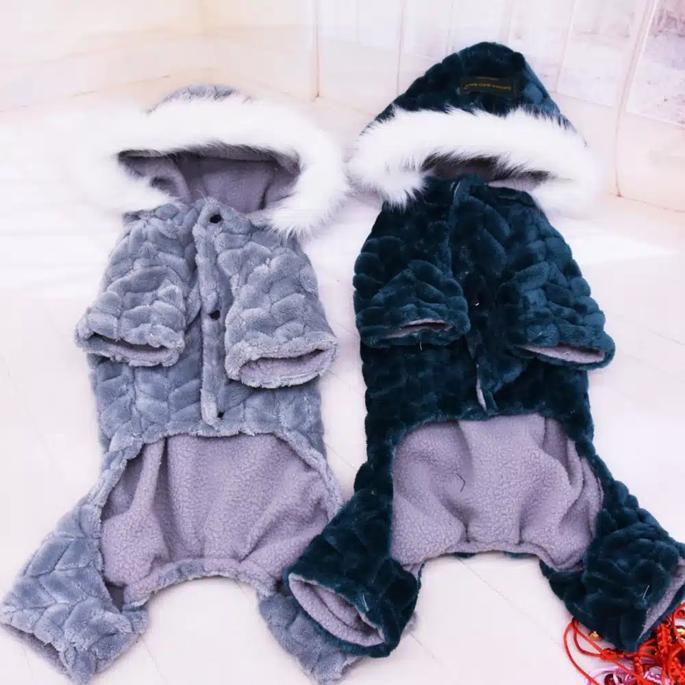 Winter Dog Jumpsuits Pet Puppy Hoodie Jacket Coat 4-Leg Soft Fleece Warm Snowsuit Chihuahua Yorkie Outfits Clothes Apparel 1