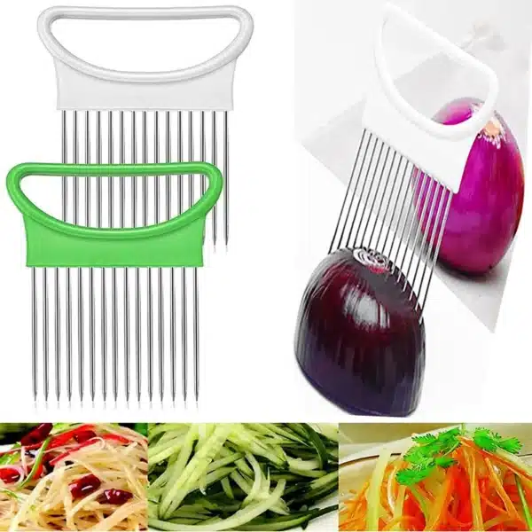 Stainless Steel Onion Holder Slicer Prongs Cutter Chopper Vegetable and Meat Cutter Holder Comb Kitchen Gadget Accessories 3