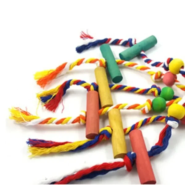 Parrot Chew Toy Cotton Rope Birds Toy Bite Bridge Bird Tearing Toys Cockatiels Training Hang Swings Birds Cage Supplies 4