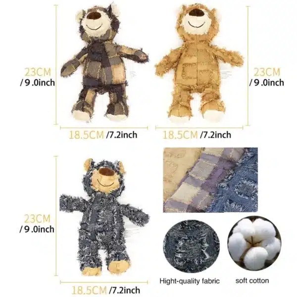 Pet Teddy Bear Soundmaking Toy Plush Interactive Dog Toys Grinding Cleaning Teeth Anti Bite Abreact Plaything Bear Pets Supplies 6