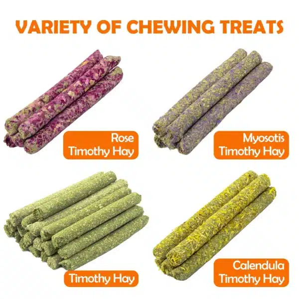 32Pcs Timothy Hay Sticks 320g Rabbit Toys Bunny, Guinea Pig Toys Natural Hamster Toys for Teeth Handmade Treats and Chews Chinc 2