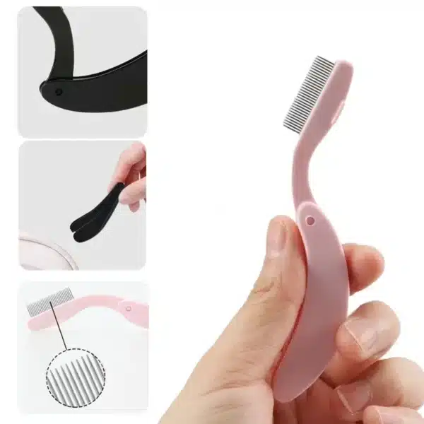 Foldable Ultra-fine Stainless Steel Eyelash Brush Lash Separator Eyebrow Eyelashes Extension Comb Eyelash Curler Makeup Tools 2