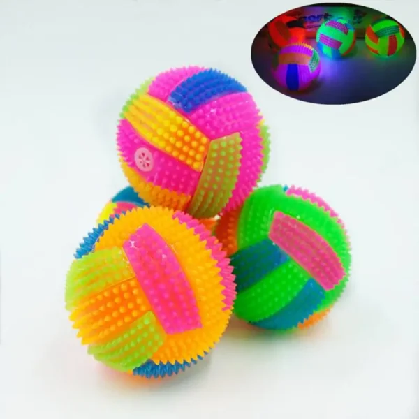 Glowing Ball Dog Toy Led Puppy Bouncy Chew Dog Ball Molar Toy Pet Color Light Ball Interactive Toys for Cats Small Dogs 2