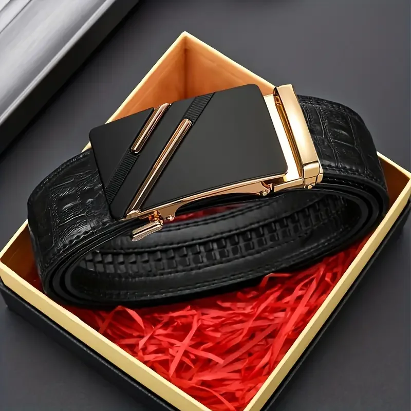 Men belt Leather Belt Metal Alloy Automatic Buckle Brand Luxury Design Waist Belts for Men Strap Male 1