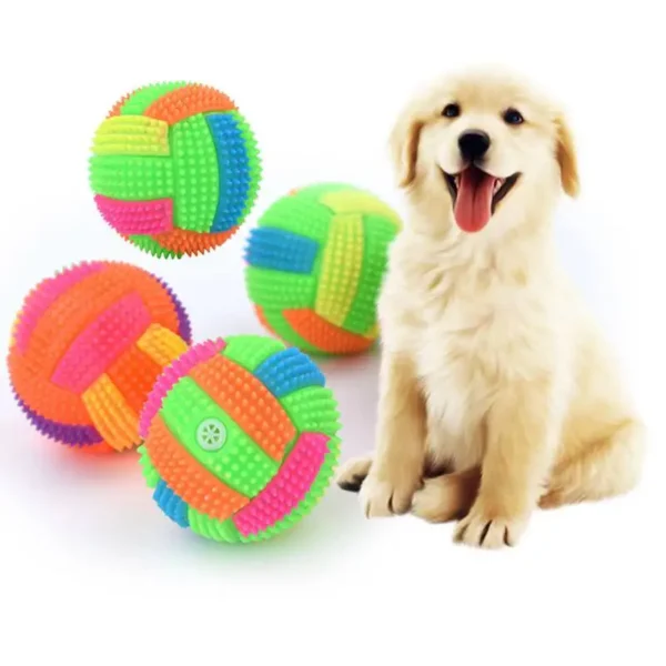 Glowing Ball Dog Toy Led Puppy Bouncy Chew Dog Ball Molar Toy Pet Color Light Ball Interactive Toys for Cats Small Dogs 3