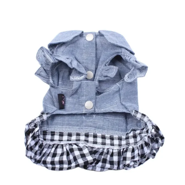 New Denim Dog Cat Dress T-Shirt Jean Plaid Princess Dress Pet Puppy Skirt Spring/Summer Clothes Apparel 2