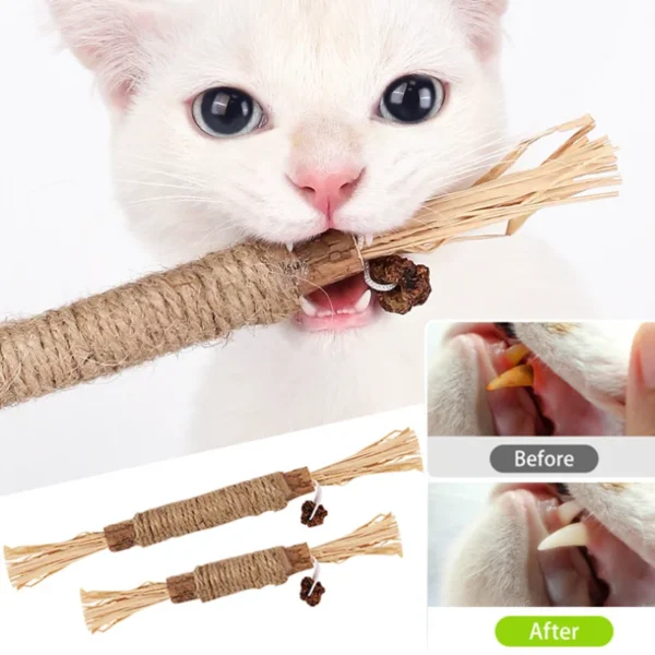 1 Pc Cat Toys Silvervine Chew Stick Polygonum Kitty Raffia Grass Pet Supplies Cleaning Teeth Stick Pet Bite Cat Toy Hemp Rope 5