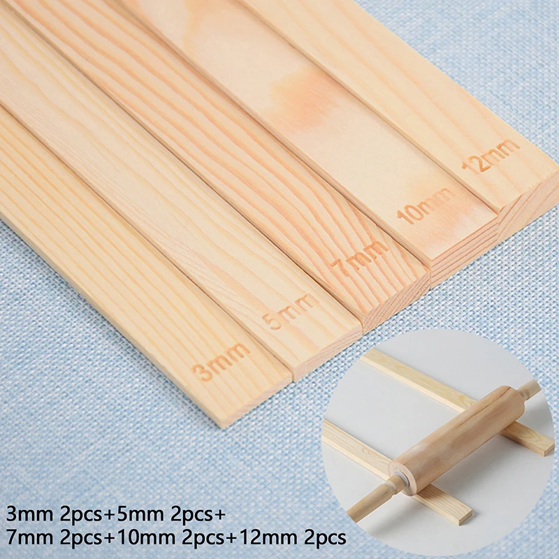 10Pcs 3/5/7/10/12MM Ceramic Clay Board Guide Pine Wood Strip Wooden Ruler Ceramic Tool Rolling Clay Cutting Wood Guide Rail 1