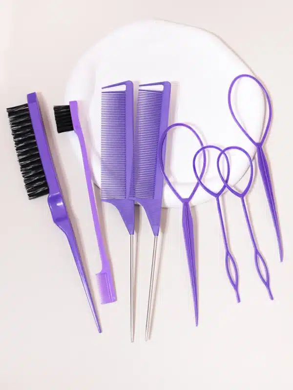 8PCS hair styling comb set, teasing hair brush, pointed tail comb edge brush, hair tail tool weaving tool ring 1