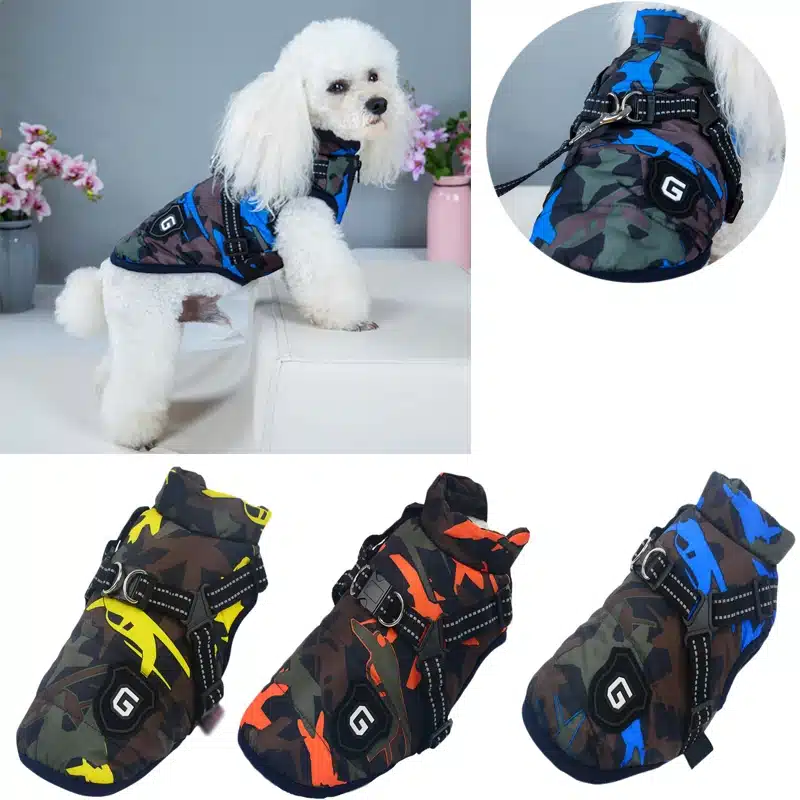 Pet Dog Clothing Winter Jacket with Harness Jacket Puppy Pet Dog Costume Pet Vest Apparel Chihuahua Jacket Dogs Clothing 1