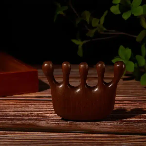 Wood Therapy Massage Comb Head Face Scalp Gua Sha Massager Natural Facial Sandalwood Wide Tooth Guasha Scraping Body Massage 4