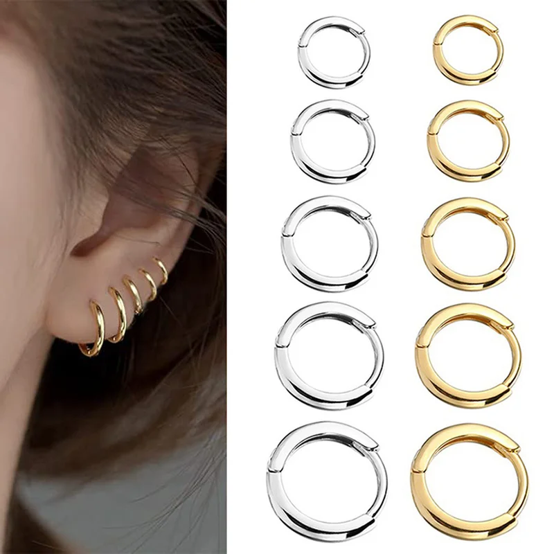 2022 New Simple Stainless Steel Small Hoop Earrings for Women Men Cartilage Ear Piercing Jewelry Pendientes Hombre Mujer 1