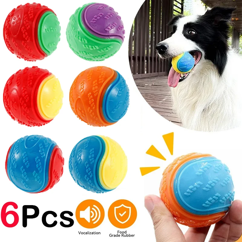 6Pcs Squeaky Balls Toys Dogs Interactive Toys TPR Dog Chew Toy for Dog Pet Teeth Cleaning Bite Resistance Pet Supplies 1