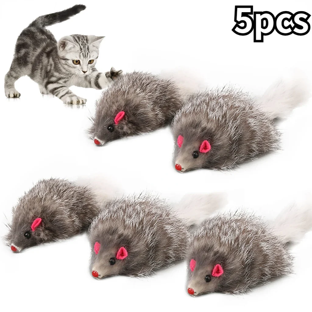 Cat Mice Toys False Mouse Cat Toy Long Tail Mice Soft Real Rabbit Fur Toy For Cats Plush Rat Playing Chew Toy Pet Supplies 1