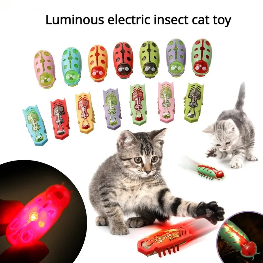 Cat Toys Light-up Electric Worms Pet Interactive Puzzle Mouse Beetles Automatic Flip to Avoid Obstacles Teasing Cat Pet Toys 1