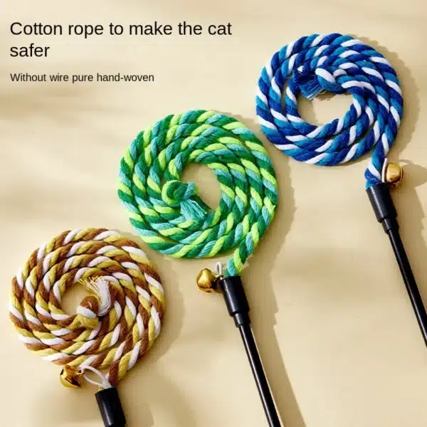 Simulation Feather Interactive Cat Toy Satin Ribbon Bell Cat Stick Toys Kitten Playing Teaser Wand Toy Cat Supplies Accessories 3