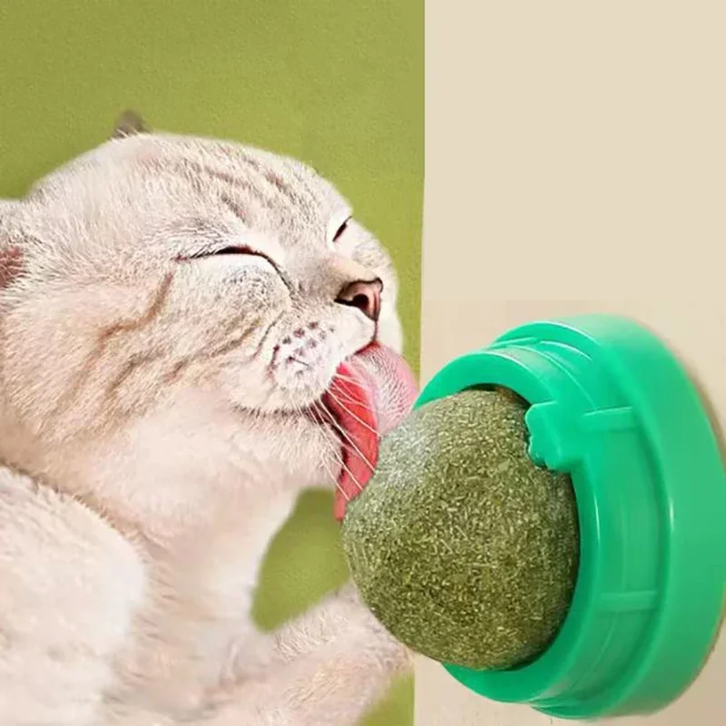 The Catnip Cat Wall Stick-on Ball Toy Scratchers Treats Healthy Natural Removes Balls to Promote Digestion Cat Grass Snack 1