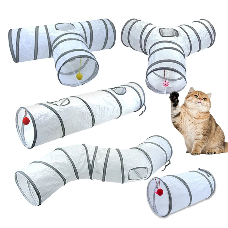 Pet Cat Tunnel Toys Foldable White Pet Cat Kitty Training Interactive Fun Toy For Cats Rabbit Animal Play Tunnel Tube 1