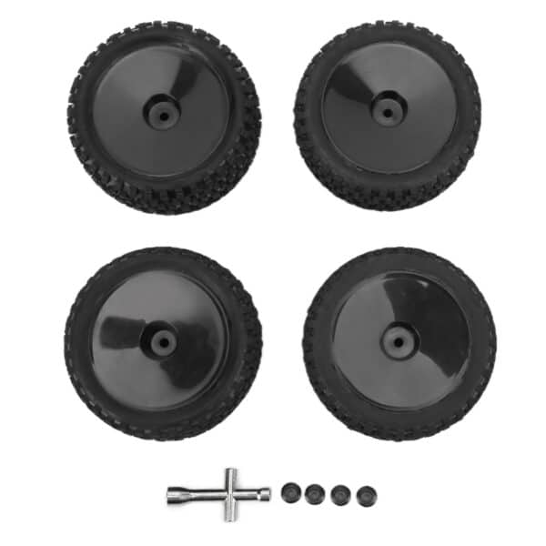 4pcs RC Front Rear Tires and Wheels with 12mm Hex for 1/10 RC Off Road Car Upgrade PartsBlack - Image 2