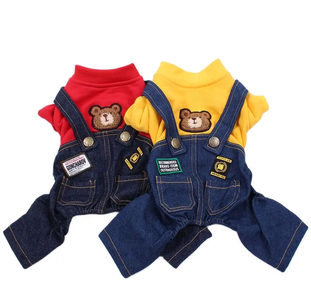 Pet Jumpsuit Rompers Dog Hoodie Denim Coat T-Shirt Cat Puppy  Jacket Autumn/Winter Clothes Apparel 1