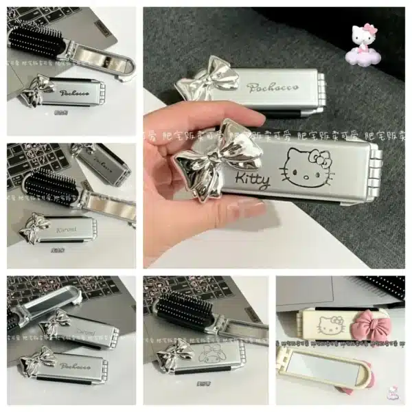 Sanrio Hello Kitty Comb Kuromi mymelody Pochacco Action Anime Figures Portable Fold Airbag Comb Girl Travel Shopping Articles 1