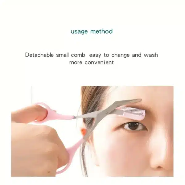 Stainless Steel Eyebrow Trimming Scissors With Comb, Safe Eyebrow Trimming Makeup Tool, Precise Creation Of Perfect Eyebrow Shap 4