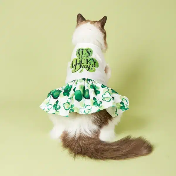 Cutest Clover in The Dog Dress, St Patricks Day Dog Clothes for Small Dogs Girl, Funny Pet Apparel Cat Holiday Outfit 1