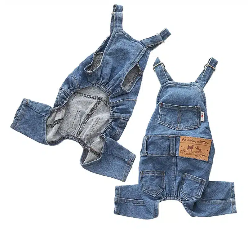 Fashion Pet Jean Clothes Overalls for Dogs Denim Strap Pant Jumpsuit for Small Medium Dogs 2021 Design French Bulldog Apparel 1