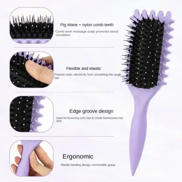 Women's Hair Comb Hollow Shaped Curly Hair Comb Multi Functional Scalp Massage And Anti-static Fluffy Hair Brush Hairstyle Tools 3