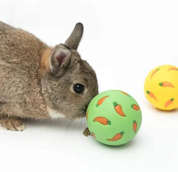 1pcs Rabbit Treat Ball Pet Slow Feeder Interactive Bunny Toy Snack Toy Ball Bite Resistant Feeding Toys Ferret Kitty Hamster Toy 1