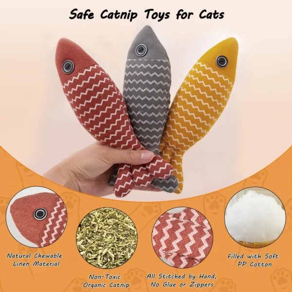Cat Toys Fish Catnip Toys Interactive Cat Toy Cat Chew Toy Cat Pillow Toys Kitten Exercise Kicker Toys for Indoor Cats Kitty Kit 2