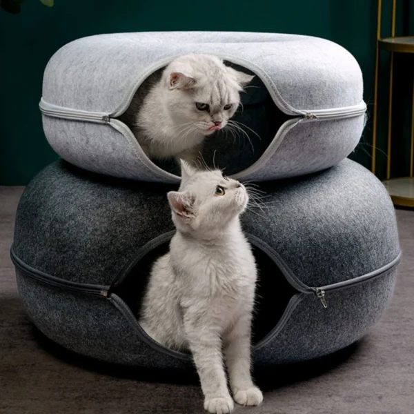 Donut Cat Bed Interactive Tunnel Pet Felt Indoor Toys Cats House Kitten Training Toy Cat Kennel Pets Supplies 1