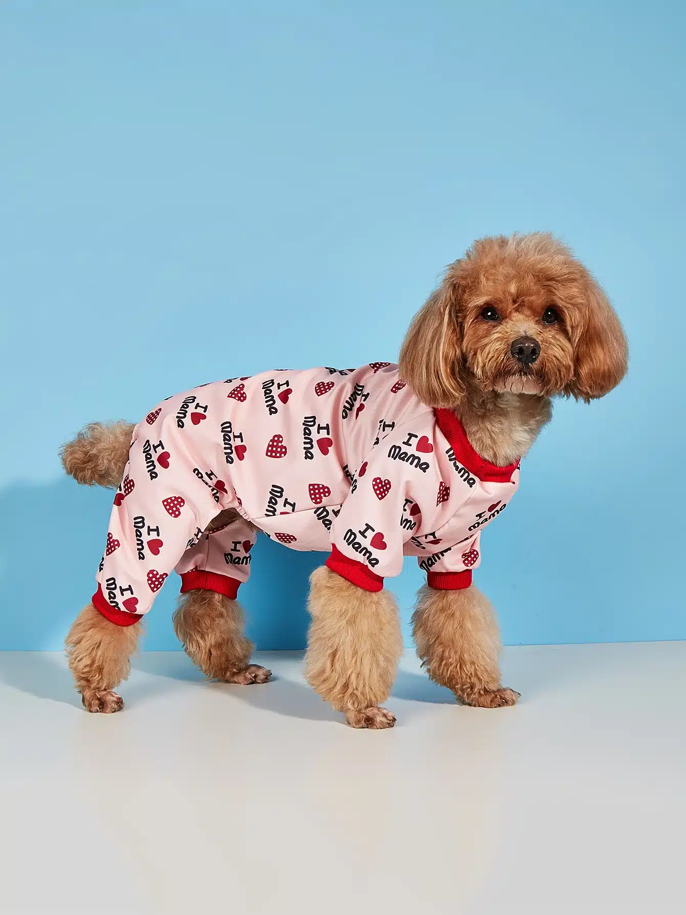 Pet Clothes Dog Heart Printed Jumpsuit I LOVE mama I LOVE papa Pajama Clothes for Doggy Dog Cat Apparel Costume PJs for Daily 1