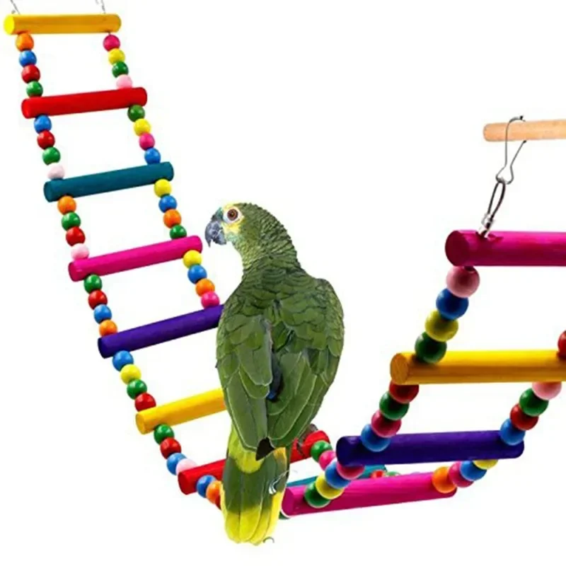 Bird Toys Set Swing Chewing Training Toys Small Parrot Hanging Hammock Parrot Cage Bell Perch Toys with Ladder Pet Supplies 1pc 1