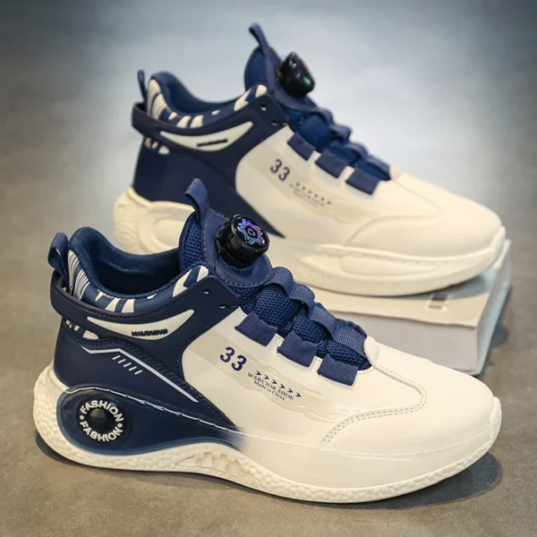 Mens Sneakers with Rotating Buckle Comfy Non Slip Lace up Durable Shoes for Mens Outdoor Activities 2