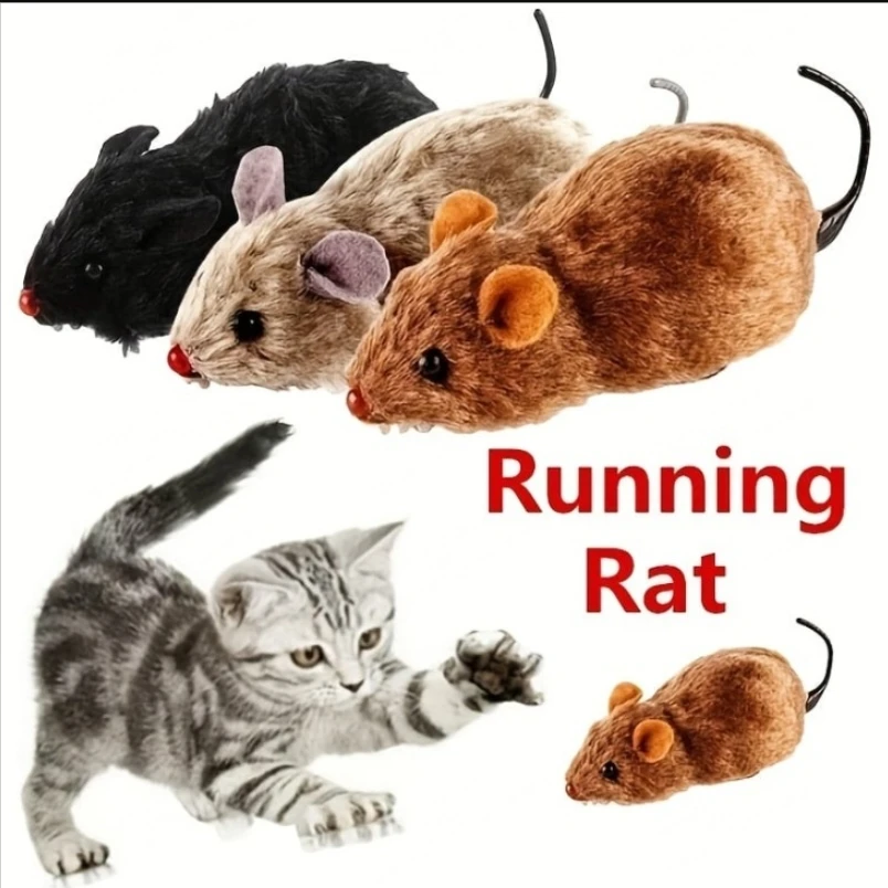 1Pc Funny Lifelike Plush Mouse Running Rat Toy for Cats Dogs Tail Mouse Pets Kids Random Color 1