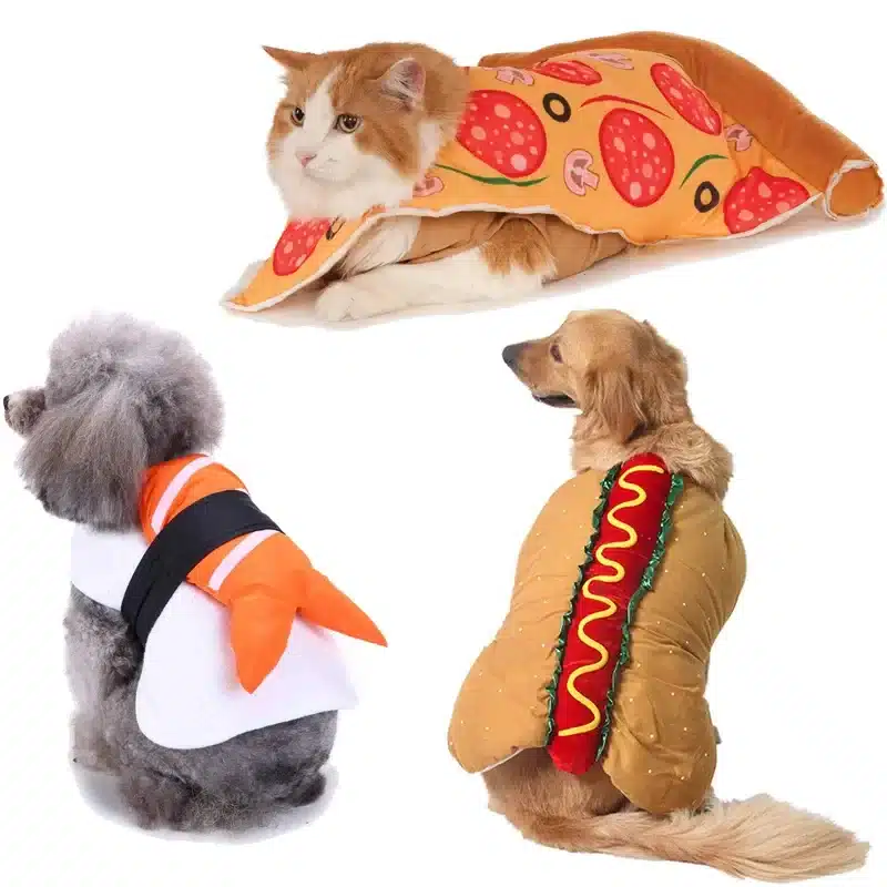 Pet Halloween Costume Christmas Dog Fancy Dress Apparel Funny Cosplay Hot Dog Burgers Pizza Sushi Clothes for Puppies and Kitten 1