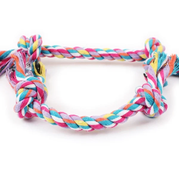 Random Color Pet Dog Toy Bite Rope Double Knot Cotton Rope Funny Cat Toy Bite Resistant and Sharp Teeth Pet Supplies Puppy Toys 3