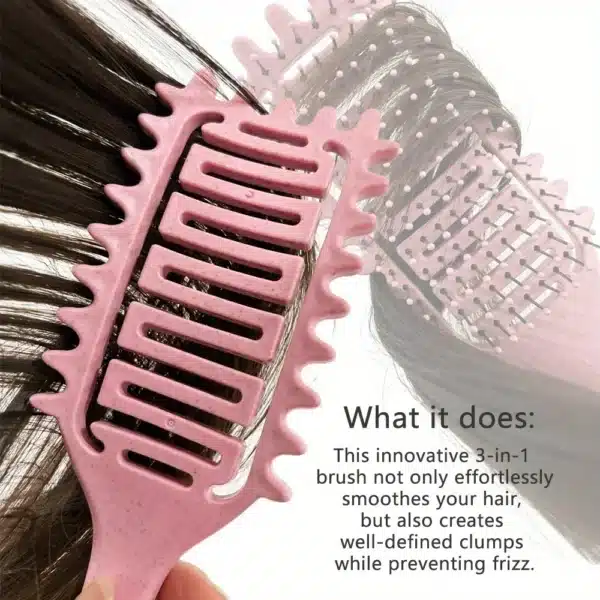Curl Define Styling Brush Hollow Boar Bristle Detangling Hair Brush Tangled Hair Comb Shaping Defining Curls Styling Tools 3