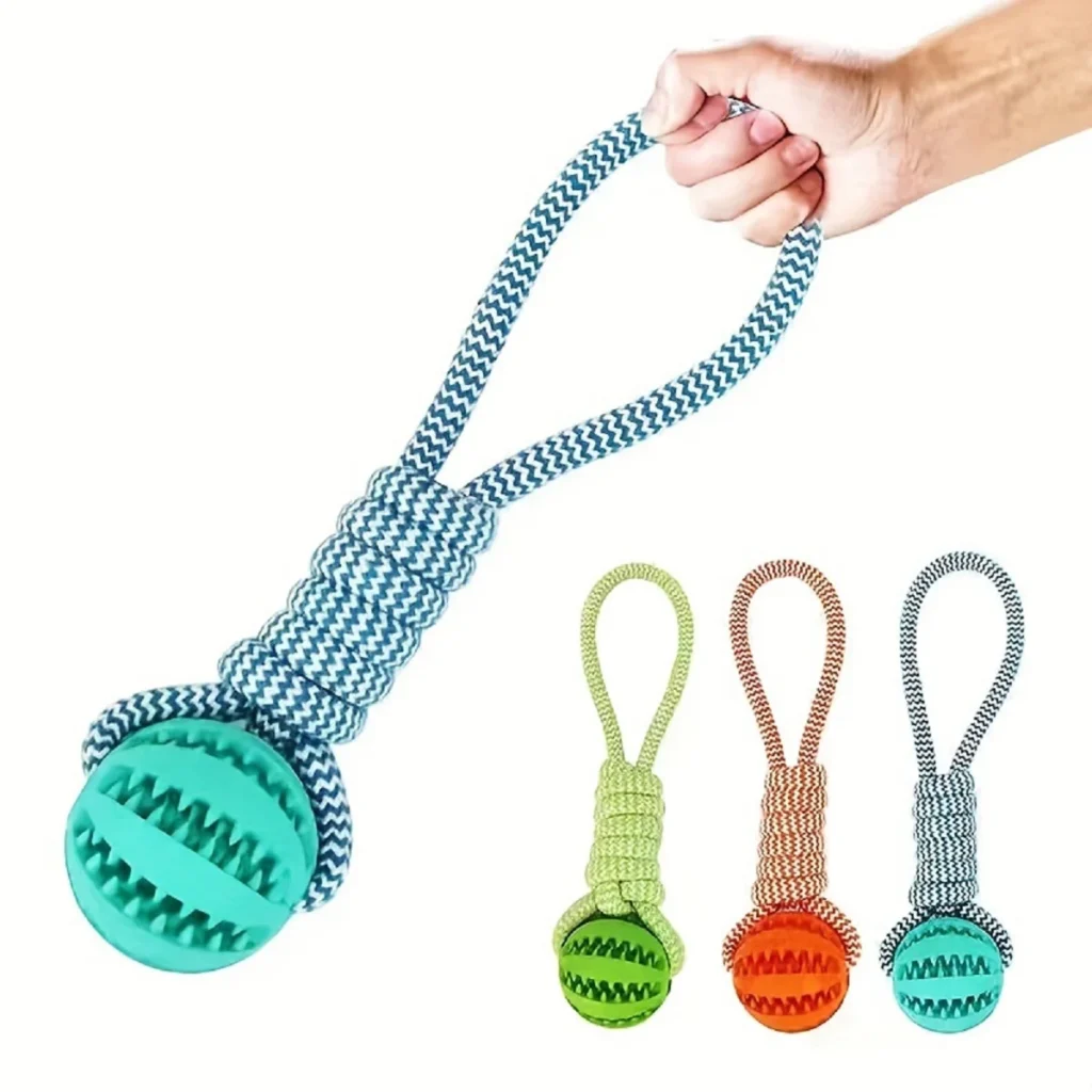 Dog Toys Balls Interactive Treat Rope Rubber Leaking Balls for Small Medium Dogs Chewing Bite Resistant Pet Tooth Cleaning 1