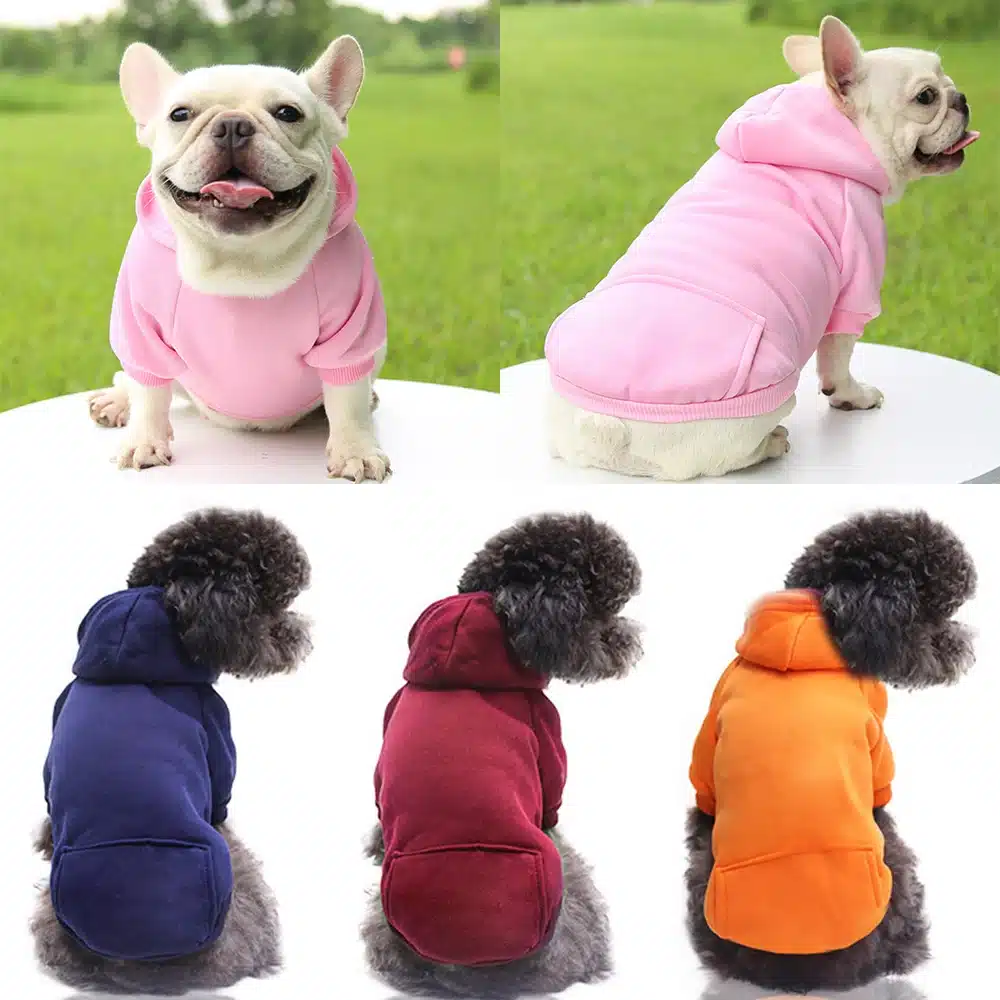 Puppy Apparel Outfit Pet Costume Solid Color Two-legged Warm Clothes Cat Dog Pullover Clothes Hoodies With Pockets DIY Soft 1