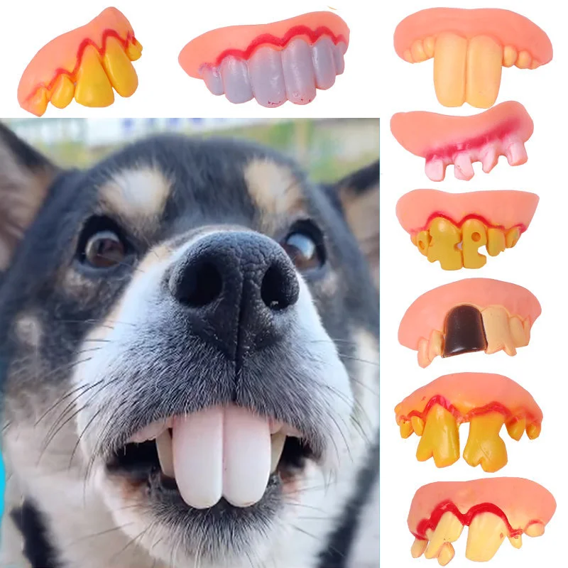 False Teeth For Dog Funny Dentures Pet Decorating Supplies Halloween Cosplay Humans And Vampires Toys Tricky Funny Dentures 1