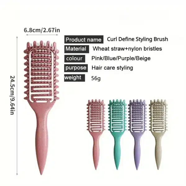 Curl Define Styling Brush Hollow Boar Bristle Detangling Hair Brush Tangled Hair Comb Shaping Defining Curls Styling Tools 6