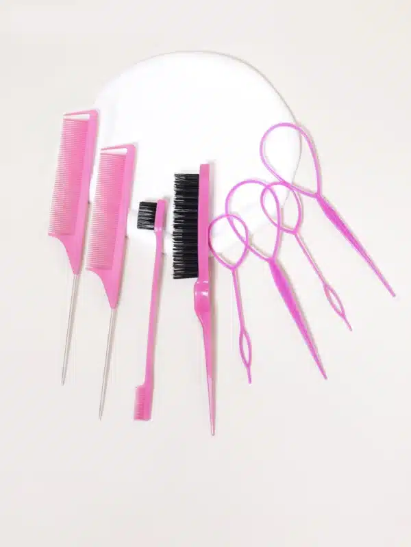8PCS hair styling comb set, teasing hair brush, pointed tail comb edge brush, hair tail tool weaving tool ring 4