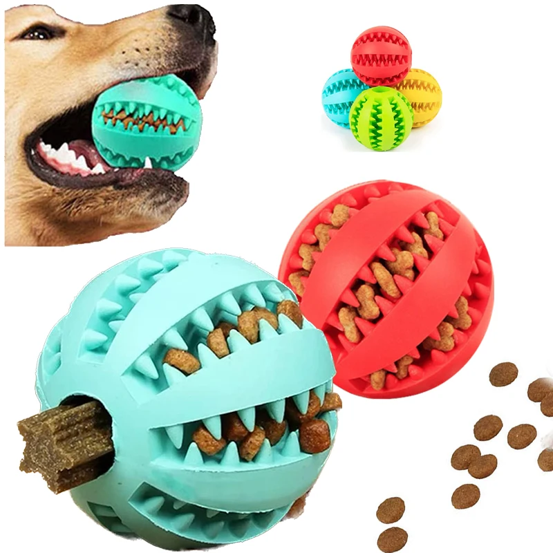 Dog Toy Ball Interactive Rubber Balls Puppy Chewing Toys Pet Tooth Cleaning Ball Cats Pets Food Treat Feeder Silicone Balls Toy 1