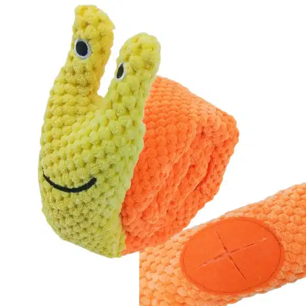 Dog Puzzle Feeder Interactive Toy Indestructible Plush Sound Squeak Puppy Toys For Resistant Foldable Snail Dogs Pet Supplies 5