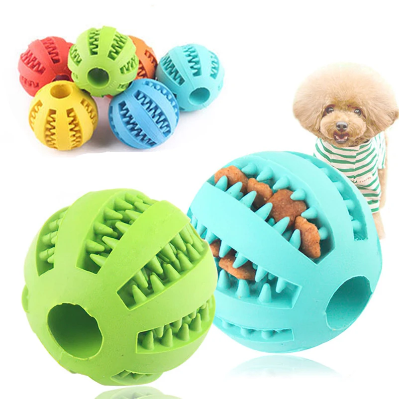 Pet Dog Interactive Toy 7cm Dogs Natural Rubber Ball Leaking Ball Tooth Clean Balls for Dog Cat Chew Toys accesorios para perro 1