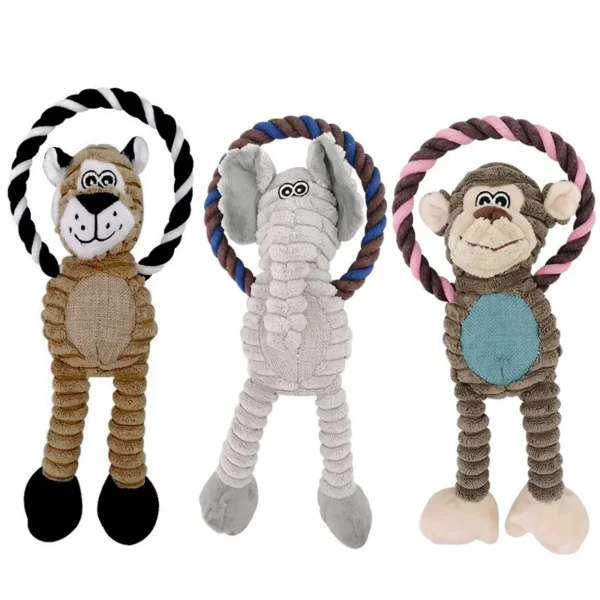 Fun Dog Toy Monkey Shape Corduroy Chew Toy For Dogs Puppy Squeaker Squeaky Plush Dog Toy Pet Training Pet Accessories Elephant 1